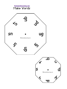 Search result: 'Make Words Wheel -u- Bottom: Printable Worksheet'