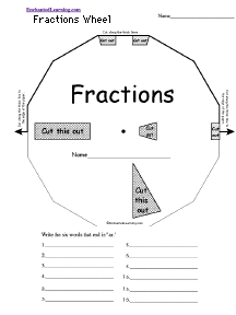 Search result: 'Fractions Word Wheel  - Top: Printable Worksheet'
