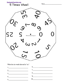 Search result: 'Five Times Wheel - Bottom: Printable Worksheet'
