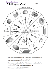 Search result: '3-D Shapes Word Wheel  - Bottom: Printable Worksheet'