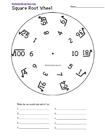 Search result: 'Square Root Wheel - Bottom: Printable Worksheet'