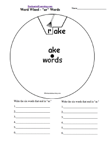 Search result: 'Word Wheel - AKE Words: Printable Worksheet'