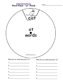 Word Wheel - AT Words: Printable Worksheet