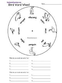 Search result: 'Bird Word Wheel - Bottom: Printable Worksheet'
