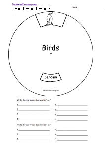 Search result: 'Bird Word Wheel: Printable Worksheet'