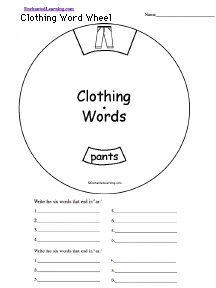 Search result: 'Clothing Word Wheel: Printable Worksheet'