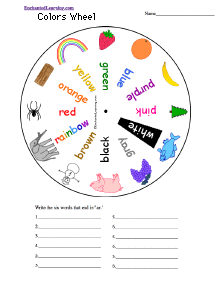 Search result: 'Colors Word Wheel - Bottom: Printable Worksheet'