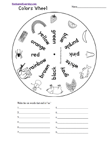Search result: 'Colors Word Wheel (in black-and-white) - Bottom: Printable Worksheet'