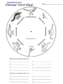 Search result: 'Dinosaur Word Wheel - Bottom: Printable Worksheet'