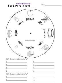 Search result: 'Food Word Wheel - Bottom: Printable Worksheet'
