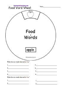 Search result: 'Food Word Wheel: Printable Worksheet'