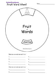 Search result: 'Fruit Word Wheel: Printable Worksheet'