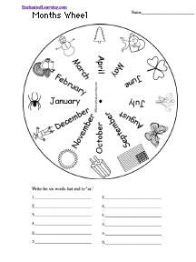 Search result: 'Months Word Wheel - Bottom: Printable Worksheet'