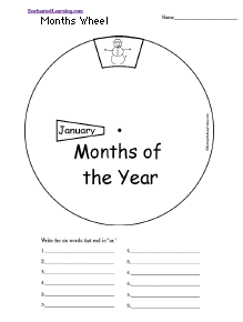 Search result: 'Months Word Wheel: Printable Worksheet'