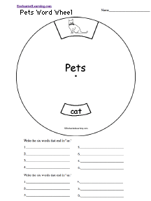 Search result: 'Pets Word Wheel: Printable Worksheet'