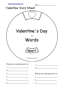 Search result: 'Valentine's Day Word Wheel: Printable Worksheet'