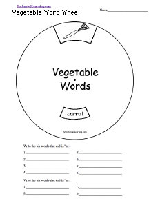 Search result: 'Vegetable Word Wheel: Printable Worksheet'