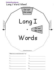 Search result: 'Long I Word Wheel  - Top: Printable Worksheet'