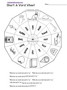 Search result: 'Short A Word Wheel  - Bottom: Printable Worksheet'