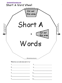 Search result: 'Short A Word Wheel  - Top: Printable Worksheet'