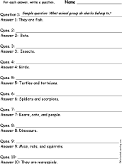 Search result: 'Animals, Write a Question for Each Answer: Worksheets'