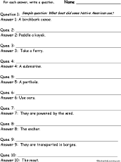 Search result: 'Transportation, Write a Question for Each Answer: Worksheets'