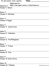 Search result: 'Countries #2: Write a Question for Each Answer'