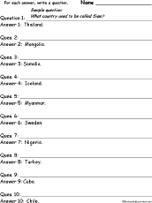 Search result: 'Countries #3: Write a Question for Each Answer'