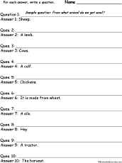 Food, Write a Question for Each Answer: Worksheets 