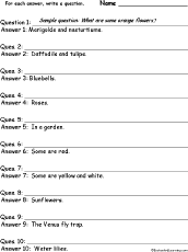 Search result: 'Plants, Write a Question for Each Answer: Worksheets'