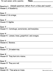 Search result: 'Fruit Words: Write a Question for Each Answer'