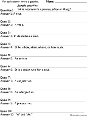 Search result: 'Parts of Speech: Write a Question for Each Answer'