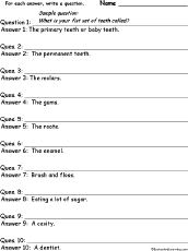 Search result: 'Teeth: Write a Question for Each Answer'